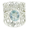 piedra preciosa ovalada facetas azules topacio anillos regalo Viernes Santo