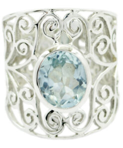 piedra preciosa ovalada facetas azules topacio anillos regalo Viernes Santo